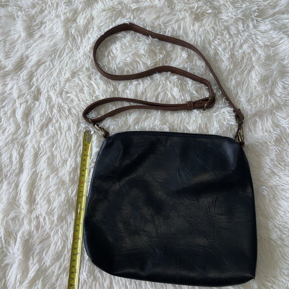 Liz Soto Handbags Crossbody Vegan Black Leather Floral Interior